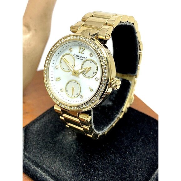 Kenneth Cole Women's Watch KC50735008 Quartz Mother of Pearl White Dial Gold - Picture 2 of 13